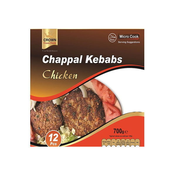 Crown Frozen Chicken Chappal Kebabs 12pcs