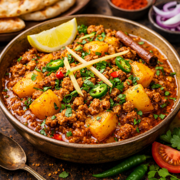 Autentické jehněčí keema aloo – jednoduché, kořeněné a domácí