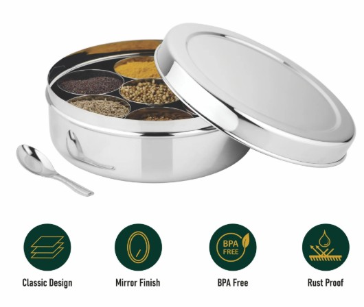 Real Steels Stainless Steel Masala Box