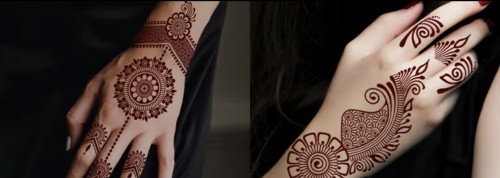 Henna nálepky na ruce, dočasné tetování (1 arch) - Motiv: Mandala a šipky