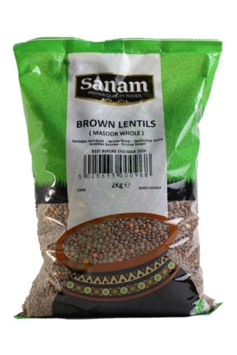 Sanam Brown Lentils (Masoor Whole) 2kg