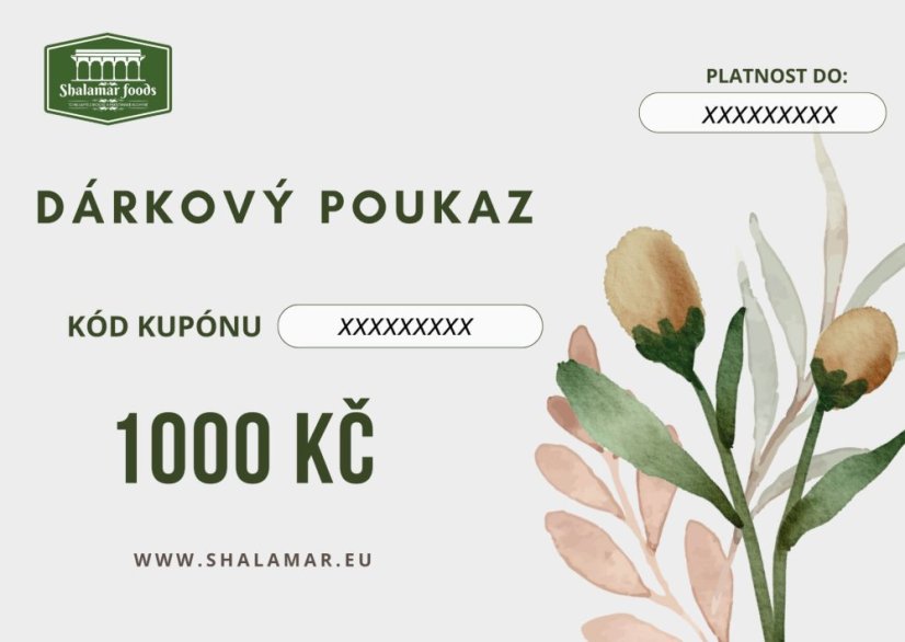 Elektronický Dárkový poukaz - Hodnota: 1000 Kč